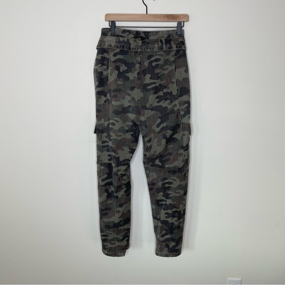Zara The Joy PaperBag Pants Jeans Camo Denim Relaxed Fit Tapered Leg High waist - Picture 9 of 15